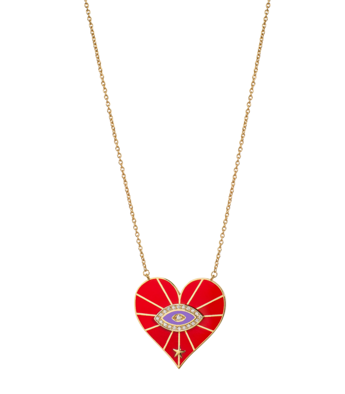 Multicolored Enamel Heart Necklace