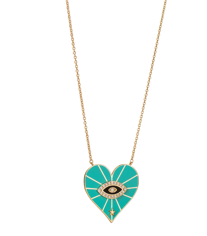Multicolored Enamel Heart Necklace